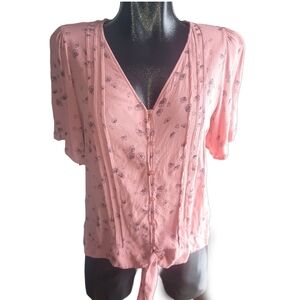 Reitmans Pink Short Sleeve Blouse Sz.L